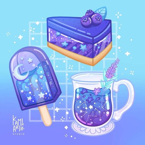 Cake Butterfly, Pea Flower Tea, Blueberry Jelly, Butterfly Pea Flower Tea, Arte 8 Bits, Food Illustration Art, Jelly Cake, Butterfly Pea Flower, Isometric Art