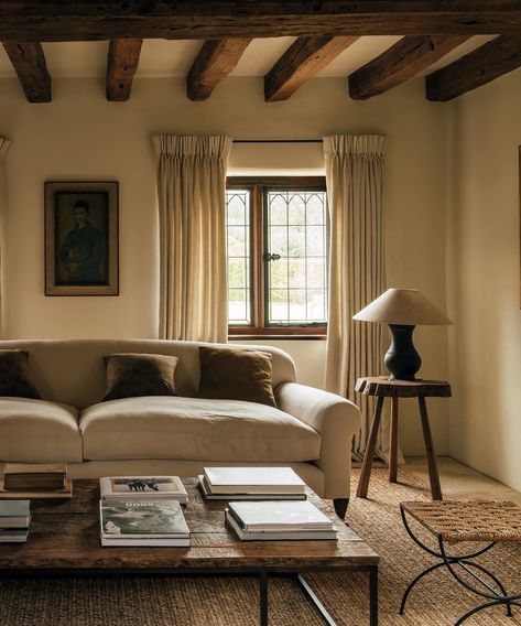 This sophisticated farmhouse is a convincing homage to Tudor architecture | Rustic Italian Farmhouse, Modern English Farmhouse, Marble Worktops, English Country Home, Beamed Ceilings, Italian Farmhouse, Interior Design Advice, Making A House A Home, American Road