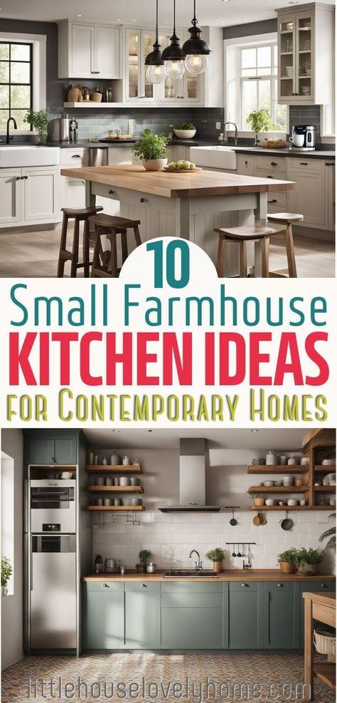 10 Small Farmhouse Kitchen Ideas: Classic Designs for Modern Homes Sleek Farmhouse Kitchen, Small Farm Kitchen, Tiny Farmhouse Kitchen, Small Modern Farmhouse Kitchens, Kitchen Ideas Classic, Farmhouse Small Kitchen Ideas, Minimalist Farmhouse Kitchen, Small Farmhouse Kitchen Ideas, Farmhouse Kitchen Design Ideas