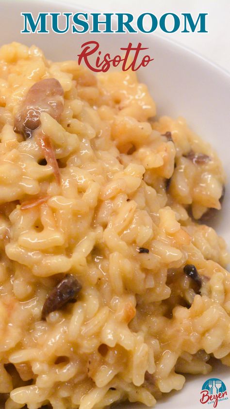 This mushroom risotto recipe is made with arborio rice, white wine, garlic, onions, mushrooms, and parmesan cheese. While it is a recipe you do have to babysit, this creamy mushroom risotto recipe is definitely worth the effort, especially since you open a bottle of white wine to make the risotto. Rice And Mushroom Recipes, Arborio Rice Recipes, White Wine Risotto, Italian Noodles, Working Mom Meals, Creamy Mushroom Risotto, Spinach Risotto, Flavorful Rice, Best Risotto