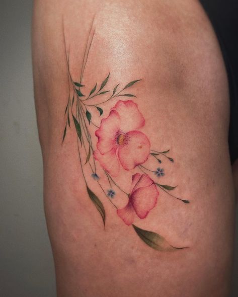 30+ October Birth Flower Tattoo Ideas: Cosmos & Marigolds - 100 Tattoos Cosmos Floral Tattoo, Cosmos Tattoo Flower, Cosmos Tattoos, Marigold And Cosmos Flower Tattoo, Mason Tattoo, October Birth Flower Tattoo, Birth Flower Tattoo Ideas, October Flower, Watercolor Butterfly Tattoo