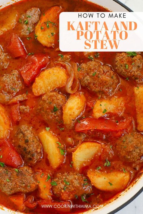 Easy Iraqi Recipes, Turkish Stew Recipes, Kofta And Potatoes, Libanese Food Recipes, Fasoolya Recipe, Jordanian Food Recipes, Halal Dinner Recipes, Easy Egyptian Recipes, Kufteh Recipe