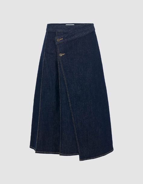 Denim Midi Skirts, A-line Skirt, Skirts Aesthetic, Denim Skirt Midi, Denim Washes, Midi Denim Skirt, Denim Clothes, Skirt Styles, A Line Denim Skirt