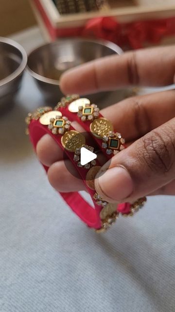 1,867 likes, 20 comments - vaishnavi_creations_ on September 22, 2023: "Silk thread coin bangles
Customized design made by an order
Rs.250 per pair + courier charges
Colors and size can be customised.
DM to...". Bangles Making Ideas, Silk Thread Bangles Design Kundan, Tread Bangles, Silk Thread Earrings Designs, Diy Earrings Materials, Fabric Bangles, Silk Thread Bangles Design, Silk Bangles, Silk Thread Earrings