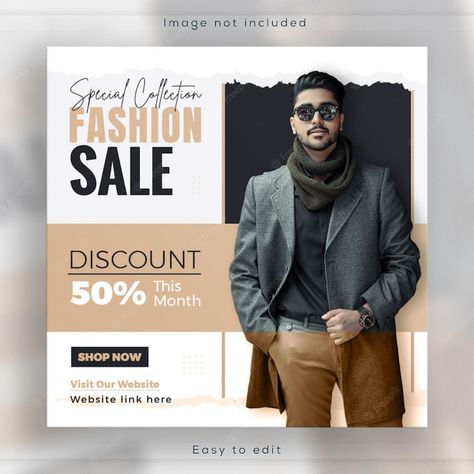 Premium PSD | Elegant fashion sale social media banner or instagram post template Clothing Advertisement Poster, Clothing Brand Instagram Grid, Fashion Design Social Media Post, Mens Fashion Banner Design, Fashion Instagram Template, Social Media Clothing Post, Clothes Social Media Design, Clothes Social Media Post, Clothing Social Media Post Design