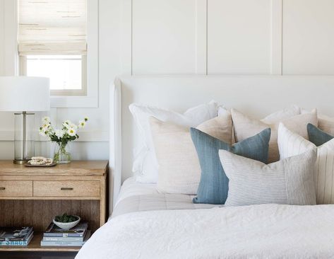 @puresalt posted to Instagram: Pillow stacks and millwork go hand in hand to make a bedroom wall feel full of texture and interest 🙌 and when paired with our simple Stacey bed, the details really get to shine in the spotlight! // 📷: @vlentine #mypuresalthome #puresalt #puresaltinteriors #ruemagazine #homewithrue #ruedaily #modernluxury #modernluxurydesign #modernluxdesign #luxemagazine #dwellmagazine #howwedwell #inmydomaine #makehomematter #prettylittleinteriors #bhghome Beach House Room, Pillow Stack, Interiors Bedroom, Pure Salt Interiors, Pure Salt, Building Furniture, Cozy Bedding, House Room, Hand In Hand