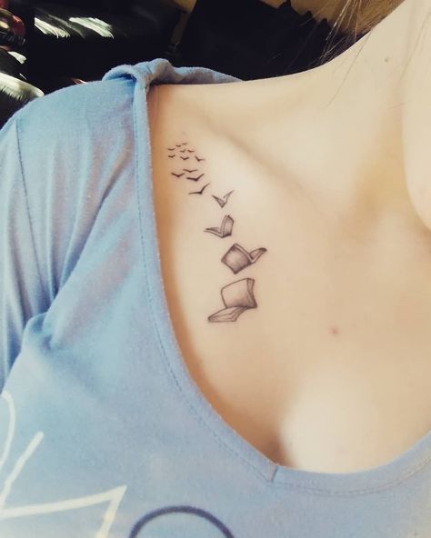 Book Tattoos For Friends, Book Behind Ear Tattoo, Book Reading Tattoo Ideas, Love Of Reading Tattoo, Books To Birds Tattoo, Bird Book Tattoo, Mini Tattoos For Book Lovers, Bff Book Tattoos, I Have Lived 1000 Lives Tattoo