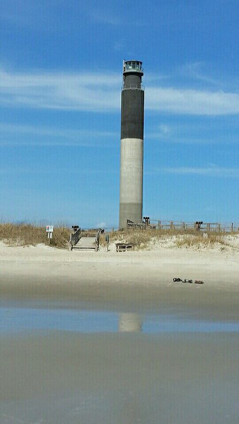 Oak Island Lighthouse - Caswell Beach, NC. Hatteras Island Nc, Oak Island Lighthouse, Nc Lighthouses, North Carolina Lighthouses, Oak Island Nc, Hatteras Island, Oak Island, Painting Photos, Summer 2016