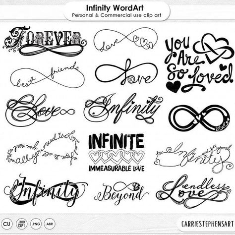 Love ClipArt, Infinity Word Art, Printable Digital Stamps, Forever Infinite Love Quote, Valentine Graphics, Wedding ClipArt, DIY Decals Infinite Love Quote, Infinity Tattoo Designs, Tattoos Infinity, Diy Decals, Valentine Words, Wedding Graphics, Heart Doodle, Valentine Images, Infinity Tattoos