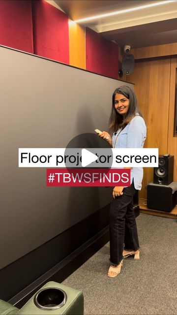 The Blue Wall Studio on Instagram: "I recently saw a viral video and wanted to see the same. Portable floor projector screen. It is perfect for a family who loves entertainment. Do checkout the product at @proaudiovideo.in 
Contact number -9820095163 
at Laxmi Industrial estate, Andheri Mumbai. 
Clips for reference @pinterestindia 
[ projectorscreen, projector, tv room, home theater, ] 
.
.
.
.
.
.

#hometheatre #homecinema #hometheater #homeautomation #audio #hometheater #projectorscreen #interiordesign #cinema #hifiaudio #homeaudio #hifi #smarthome #speakers #projector #dolbyatmos #movienight #stereo #homedecor #movies #homecinemasystem #projectorscreen #technology #music #loudspeakers #homecinemas #home #soundsystem #homeentertainment#tbwsfinds" Projector In Living Room, Projector Screen Living Room, Floor Projector, Andheri Mumbai, Projector Wall, Living Room Indian, Double Height Living Room, Hidden Projector, Home Cinema Systems