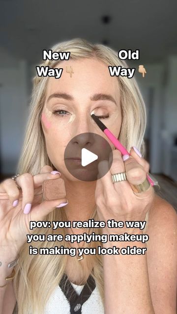 Lauren Hale on Instagram: "If this doesn’t prove makeup placement makes a HUGE difference…I am not sure what will.👇🏼👇🏼👇🏼

If you are ready to follow someone who is your age and can teach you simple strategies for upgrading your makeup look….double tap & FOLLOW me for mature skin makeup tips!! I teach easy makeup for women 40+

Here are the differences between the two sides👇🏼

Old Way👇🏼
1. Contour placed too low on the face. This will drag the face down as we age.
2. Applied to light of a color and too much of a concealer all under the eyes. This will highlight and accentuate, fine lines and texture.
3. Blush placement on apples of the cheeks for a fuller look
4. Used a brown eyeshadow in my direct crease. This makes the eye look, pulled back and deeper set into the face.

New way Correct Steps To Applying Makeup, Youthful Makeup Tips, Makeup Ideas For Pictures, Easy To Do Makeup Looks, Makeup To Make Your Face Slimmer, Makeup For No Eyelids, Makeup Looks For Outdoor Photoshoot, Makeup Tips For 50 Year Old Women, Diy Makeup Tutorial