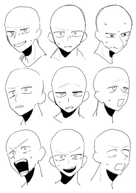 Anime Expressions Faces Reference, Funny Anime Poses Reference, Grimace Drawing Reference, How To Draw Expressions Faces, Shonen Art Style, Emotion Sheet Facial Expressions, Anime Faces Drawing Reference, Surprised Expression Reference, Art Face Expressions