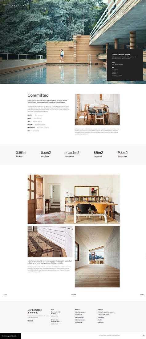 Build your website with Die Finnhütte, a modern architecture and interior design WordPress theme. Made specifically for all architects and interior designers, as well as modern furniture stores and salons, the theme has all the elements a contemporary architecture or interior design site can ever need, including 25+ beautiful portfolio templates, shop list and single product layouts and much more.  #wordpress #webdesign #theme #design #layout #template #uxdesign #uidesign #portfolio #creative Contemporary Portfolio Design, Product List Design Website, Interior Architecture Website Design, Architect Website Design Inspiration, Architecture Website Design Layout, Website Architecture Design, Website For Interior Designer, Construction Website Design Layout, Construction Portfolio Design