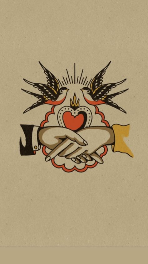 #tattoo #tattoos #inked #tattooart #tattooed #tattooideas #tattoodesign #tattooinspiration #tattoosleeve #tattooflash #inkedgirls #tattooedwomen  #InkLaughs  #TattooFails American Traditional Handshake Tattoo, Traditional Handshake Tattoo, Traditional Love Tattoo, Vintage Heart Tattoo, Traditional Tattoo Wallpaper, Handshake Tattoo, Traditional Tattoo Banner, Traditional Tattoo Prints, Traditional Heart Tattoos