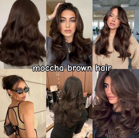 Brown Hair Inspiration, Mocha Hair, Brown Hair Looks, Hair Curling Tips, Brown Hair Inspo, Hair Inspiration Long, Types Of Hair, Hairstyles For Layered Hair, Pretty Hair Color