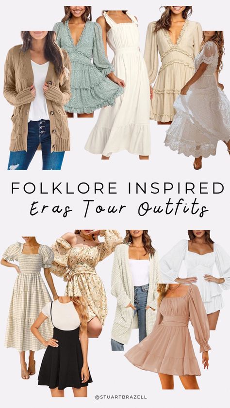 Folklore inspired outfit ideas for the eras tour concert Taylor Swift Ootd Ideas, Ever More Taylor Swift Outfits, Folklore Era Taylor Swift Outfits, Taylor Swift Folklore Concert Outfit, Folklore Eras Tour Outfits Ideas, Folklore Inspired Outfits Taylor Swift, Taylor Swift Eras Tour Outfits Folklore, Taylor Inspired Outfits, Folklore Inspired Outfits