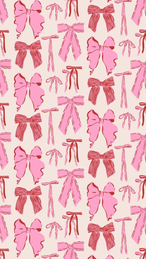 A cute illustrated repeat pattern by Krissy Mast Bow Wallpaper, Cocoppa Wallpaper, Valentines Wallpaper, Iphone Wallpaper Photos, Pink Bows, Preppy Wallpaper, Phone Wallpaper Patterns, Dessin Adorable, Cute Patterns Wallpaper