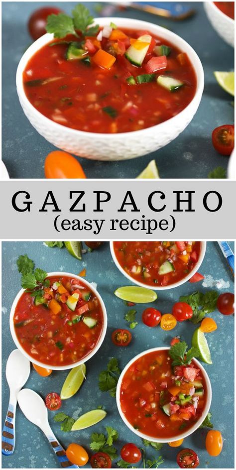 Easy Gazpacho Recipe Gazpacho Recipe Pioneer Woman, Easy Gazpacho, Cloufuti Recipe, Easy Gazpacho Recipe, Spicy Gazpacho, Gazpacho Cold Soup, Gazpacho With V8, Gazpacho Soup, Cold Soup Recipes