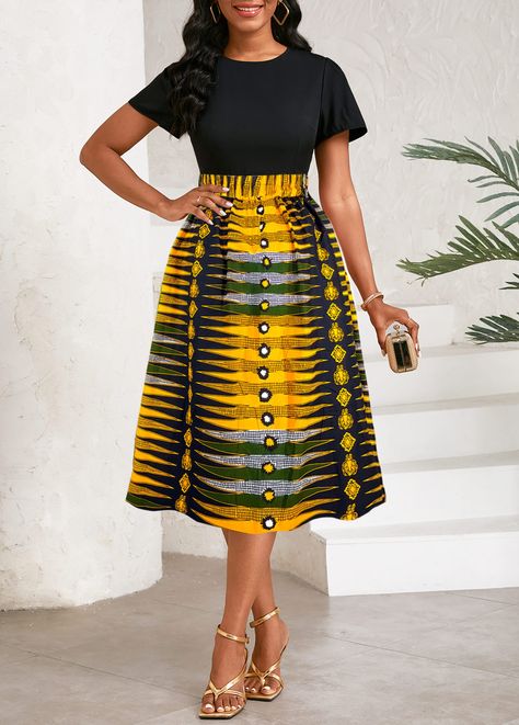 Geometric Clothing, Round Neck Dress, Fashion Dresses Online, African Traditional Dresses, Round Neck Dresses, African Design Dresses, Latest African Fashion Dresses, Gowns Of Elegance, African Print Fashion