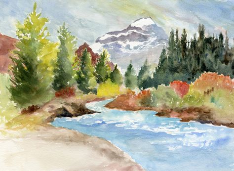 Glorious Colorado watercolor. Colorado Watercolor Painting, Hiking Watercolor Paintings, Hiking Watercolor, Colorado Watercolor, Watercolor Painting Easy, Deck Framing, Watercolor Art Landscape, Summer Watercolor, Watercolor Landscapes