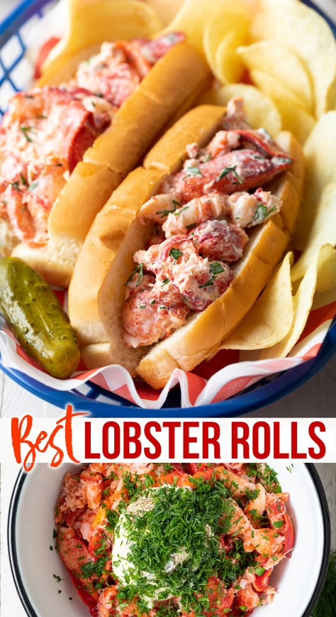 Best Maine Lobster Roll Recipe #aspicyperspective #lobster #maine #rolls #lobsterroll #seafood #best #easyrecipe #summer #holiday Maine Lobster Roll Recipe, Maine Lobster Roll, Lobster Roll Recipe, Steamed Lobster, Lobster Roll Recipes, Best Lobster Roll, Lobster Recipes Tail, Lobster Salad, A Spicy Perspective