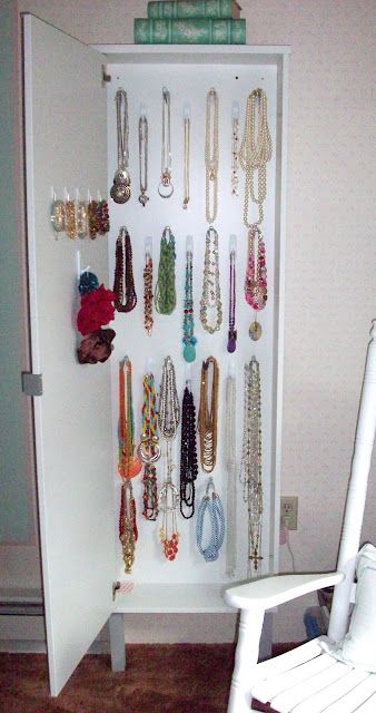 IKEA Hackers: Hide your jewelry storage behind a full length mirror (like a medicine cabinet for jewels)! You'll save space and reduce clutter #spacesaver #closet Closet Ikea, Ikea Pictures, Jewerly Organizer, Jewelry Closet, Ikea Mirror, Ikea Dresser, Medicine Cabinets, Ikea Hackers, Closet Cabinets