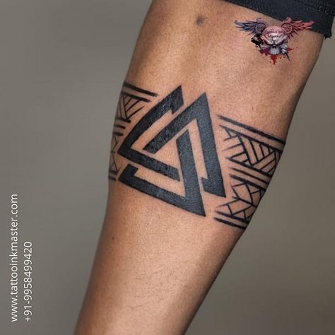 Tattoos are a great way to express yourself. They can be a symbol of who you are and where you're from. It's also a great way to get inked with your partner's name if they don't want to get their own! If you're looking for something simple and meaningful, a triangle band tattoo is a way to go. #BesttattooartistinDelhi #besttattooshopinNoidA #Tattooartistnearme #tattooonarm #tattooshopnearmeinnoidaghaziabad #triangularprismabandtattoo #triangulartattoo #triangulartattooonarm Triangle Band Tattoo, Tattoo On Arm, Line Tattoo Ideas, Tattoo Maker, Single Line Tattoo, Cross Tattoo For Men, Armband Tattoo Design, Triangle Tattoos, Norse Tattoo