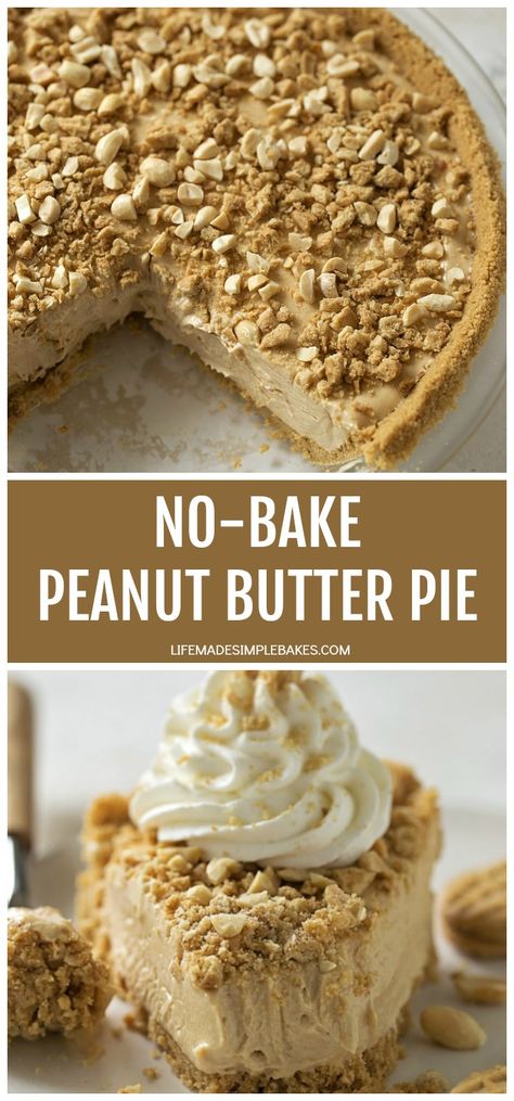 A creamy, rich recipe for no-bake peanut butter pie with a nutter butter crust. This easy, fool-proof pie is made from scratch and perfect for any time of the year! #nobakepeanutbutterpie #peanutbutterpie #nobakepie #peanutbutter #pie Nutter Butter Crust, Butter Desserts, Best Peanut Butter Cookies, Butter Crust, Icebox Pie, Mini Pumpkin Pies, Caramel Crunch, Nutter Butter Cookies, Thai Noodles