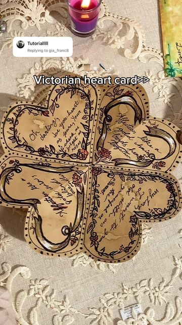 Victorian Heart Card, Love Letter Craft Ideas, Victorian Gift Ideas, How To Make Love Letter Card, Vintage Gift Ideas For Him, Origami Card Ideas, Cute Card For Friend, Christmas Diy Gift Ideas For Friends, Cute Boyfriend Gifts Diy Creative