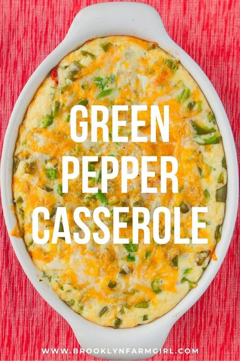 This Green Pepper Cheese Bake is a garden vegetable delight. Made with green bell peppers, tomatoes, corn, spinach, cream, cheese, and eggs, this comforting casserole makes for a delicious vegetarian side dish or main meal. Bell Pepper Recipes Healthy, Green Bell Pepper Recipes, Green Pepper Casserole, Pepper Recipes Healthy, Pepper Casserole, Preserving Vegetables, Stuffed Pepper Casserole, Lasagna Recipes, Mexican Bread