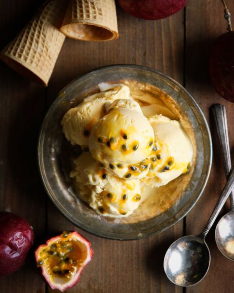 Passionfruit Sorbet, Passion Fruit Yogurt, Passion Fruit Cream, Nigella Lawson Passion Fruit Ice Cream, Passion Fruit Ice Cream, Caribbean Countries, Passionfruit Recipes, Fruit Ice Cream, Fruit Ice