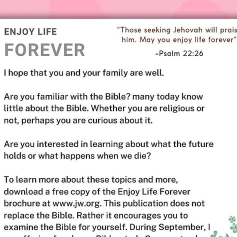 Informal Letter Writing, Letter Writing Examples, Letter Writing Samples, Letter Writing Template, Jw Bible, Writing Samples, Jw Ministry, Jehovah Witness Quotes, Personal Bible Study