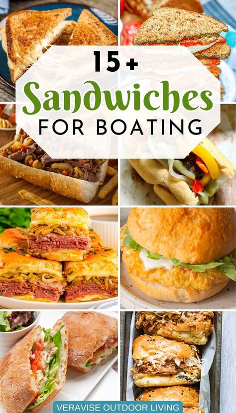 Sandwiches For Boating Group Sandwich Ideas, Premade Sandwiches For Party, Boat Food Ideas Summer Lunches, Lake Day Snacks For Adults, Small Sandwich Ideas, Food For The Boat, Lake Sandwiches, Easy Summer Sandwiches, Boat Sandwiches Ideas