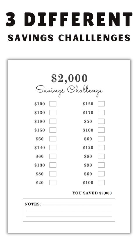 3 Savings Challenges Printable, 2,000, 20k, 1,620 - Payhip 2000 Savings Challenge In 3 Months, A6 Savings Challenge Free, $5 Savings Challenge Money, $5 Bill Challenge, 50/30/20 Budget Free Printable, Money Saving Challenge Pdf, Savings Chart, Saving Money Chart, Money Chart