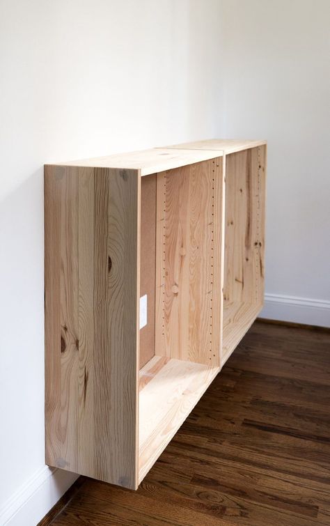 DIY Ikea Kitchen Cabinet | The Fresh Exchange Ivar Cabinet Without Doors, Diy Ikea Shelves Wall Shelves, Floating Ivar Cabinet, Ikea Ivar Shelf Hack, Ivar Cabinet Wall Mount, Ivar Cabinet Legs, Ivar Sliding Door Cabinet Hack, Ivar Ikea Cabinet, Stained Ivar Cabinet