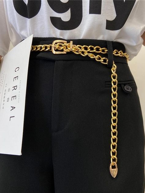 Shein Accessories, Minimalist Chain, Women Waist, Gold Collar, The Minimalist, Waist Chain, Chain Belt, Korean Language, Belts