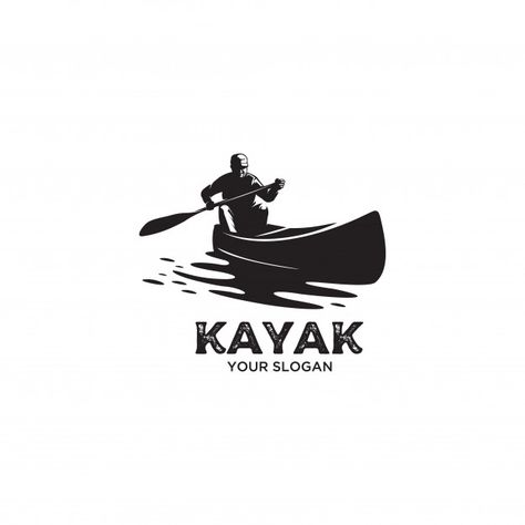 Vintage kayak silhouette logo illustrat... | Premium Vector #Freepik #vector Logo Silhouette, Silhouette Logo, Logo Redesign, Silhouette Images, Logo Design Typography, Mood Board Design, Retro Logo, Graphic Editing, Logo Illustration