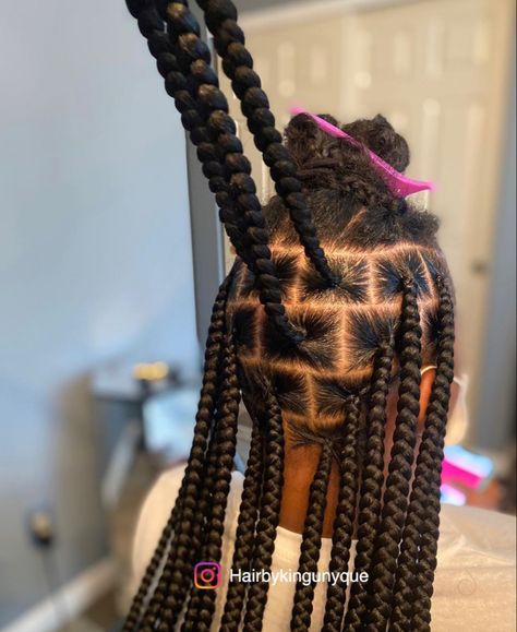 Jumbo Braids Side Part, Large Knot Less Braids Parting Guide, Large Braids Parting, Large Knotless Braids Parting Pattern, Large Jumbo Knotless Braids, Large Knotless Box Braids Parting, Knotless Braids Parts, Jumbo Box Braids Parting Pattern, Medium Large Knotless Box Braids