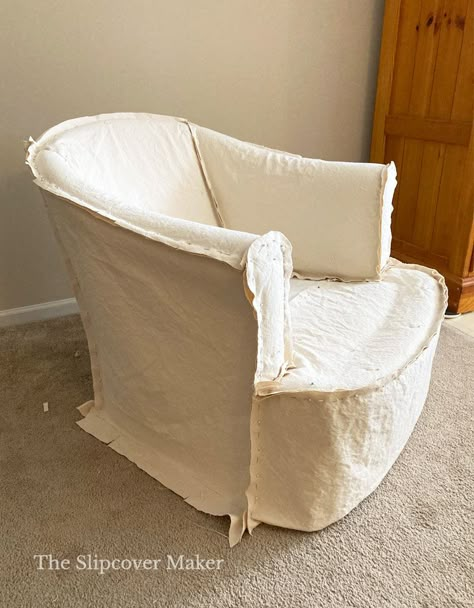 Diy Slip Cover For Armchair, Using A Sheet As A Slipcover, Slipcover Swivel Chair, How To Make Chair Covers, Diy Slipcovers For Couch, Slip Cover Chair, Diy Slipcover, Diy Furniture Covers, Drop Cloth Slipcover