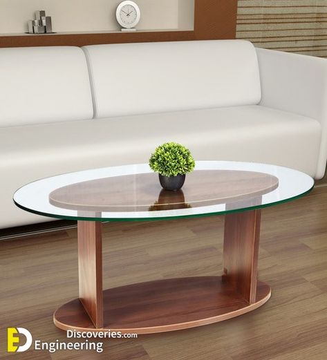 Modern Centre Table Designs, Walnut Coffee Table Modern, Oval Glass Coffee Table, Centre Table Living Room, Creative Coffee Table, Tea Table Design, Center Table Living Room, Display Coffee Table, Table Decor Living Room