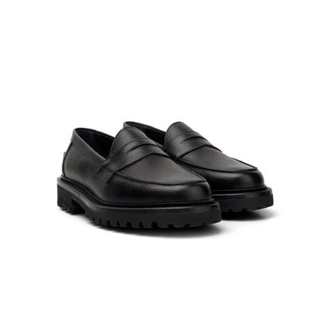 The Ellis Penny Loafer, Onyx, Vibram 1757 Lug Sole – Blackstock & Weber Bit Loafers, Playing Golf, Tassel Loafers, Penny Loafer, New Sneakers, Goodyear Welt, Lug Sole, Penny Loafers, Leather Loafers