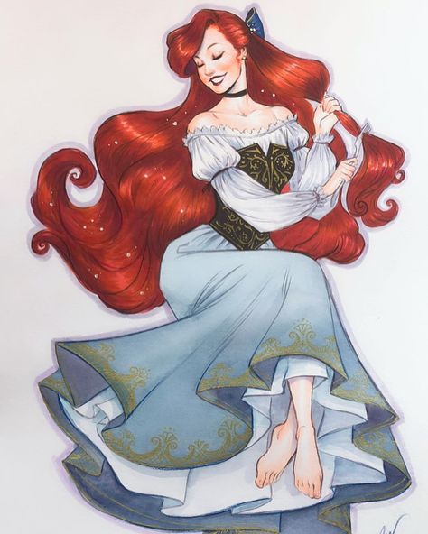 Lucas Werneck on Instagram: “🐚Ariel🐚 #TheLittleMermaid #Ariel #disney #disneyprincess #traditionalArt #art #mermaid #princess #art #watercolor #copics” Princesa Ariel Disney, Princesas Disney Anime, The Little Mermaid 1989, Ariel Disney, Princess Movies, Part Of Your World, Disney Princess Fashion, Princesses Disney, Disney Princess Ariel