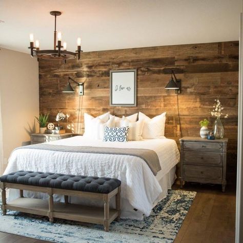 Bedroom Accent Wall Ideas, Mirrors Bedroom, Bedroom Ceilings, Stylish Master Bedrooms, Bedrooms Inspiration, Mid Century Farmhouse, Bedroom Accent Wall, Bedroom Ideas On A Budget, Rustic Bedroom Design