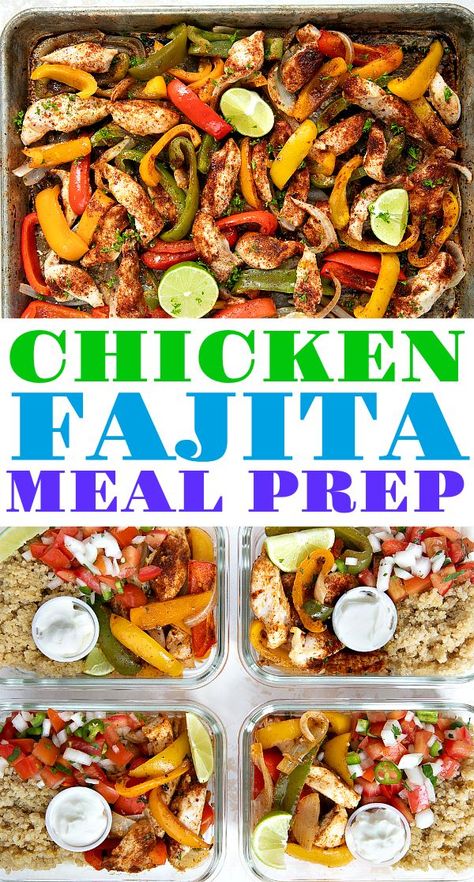 Meal Prep Fajita Chicken, Chicken Fajita Lunch Bowls, Fajita Lunch Meal Prep, Meal Prep Fajitas, Healthy Chicken Meal Prep For The Week, Healthy Fajita Bowl Meal Prep, Meal Prep Fajita Bowl, Meal Prep Chicken Fajitas, Weekday Lunch Meal Prep