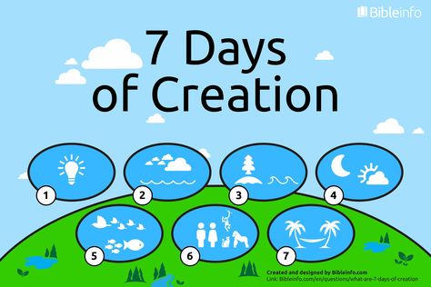 What are the 7 days of creation? | Bibleinfo.com Creation Drawing, God Created The World, Bible Genesis, Whole World In His Hands, 7 Days Of Creation, Word From God, Days Quotes, Days Of Creation, Sabbath Day