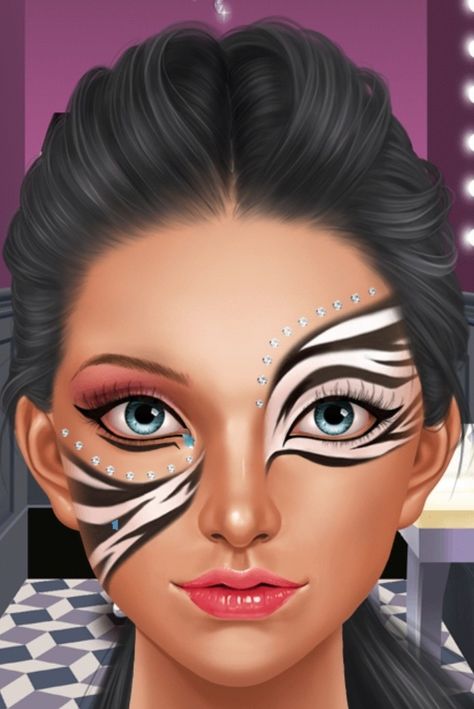 Parade Makeup, Zebra Face Paint, Animal Face Paint, Zebra Makeup, Animal Face Paintings, Zebra Costume, Zebra Face, Gala Ideas, Makeup Humor