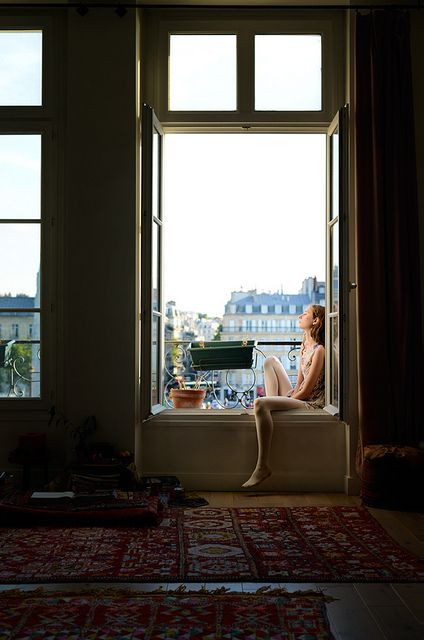 Sophia, Ile Saint-Louis by joe holmes, via Flickr Looking Out The Window, Through The Window, 인테리어 디자인, The Window, Home Design, Ramen, The City, A Woman, Sweet Home