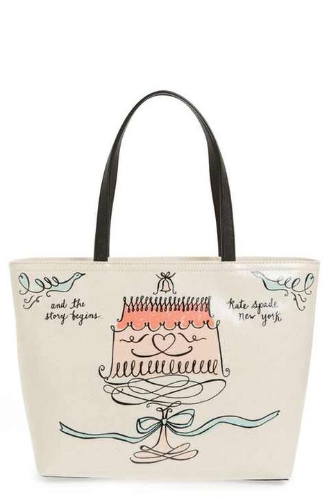 kate spade new york 'wedding belles - cake francis' canvas tote Kate Spade Wedding, Beige Tote Bag, Wedding Tote, Bags Kate Spade, Bags And Purses, Kate Spade Totes, Pink Tote Bags, Wedding Essentials, New York Wedding