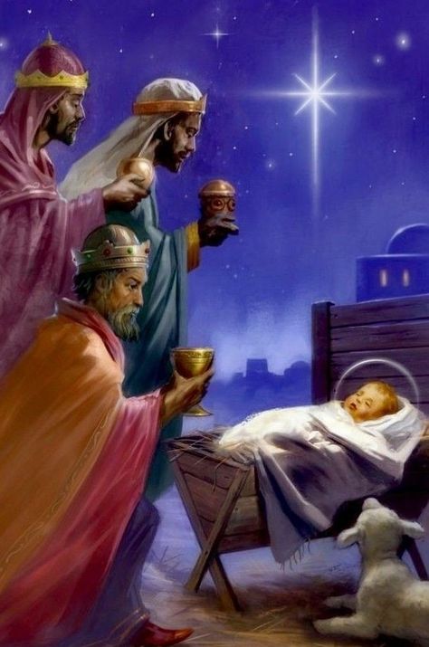 Jesus Born Christmas, Jesus Was Born, Three Magi, Roi Mage, Christmas Bible Verses, Christmas Color Palette, Angel Blessings, We Three Kings, Merry Christmas Pictures