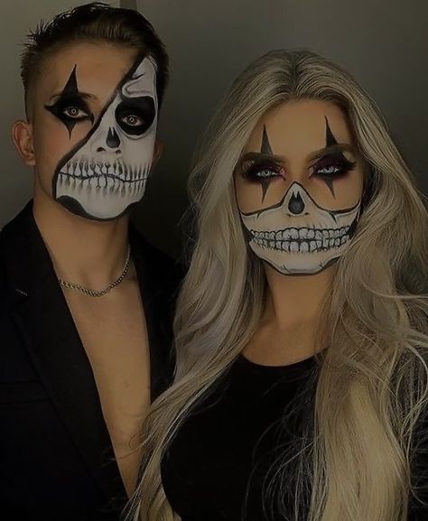 Hallowen Schminke, Halloweenský Makeup, Holloween Makeup, Creepy Halloween Makeup, Cute Halloween Makeup, Halloween Makeup Diy, Halloween Makeup Pretty, Cool Halloween Makeup, Couples Halloween Outfits